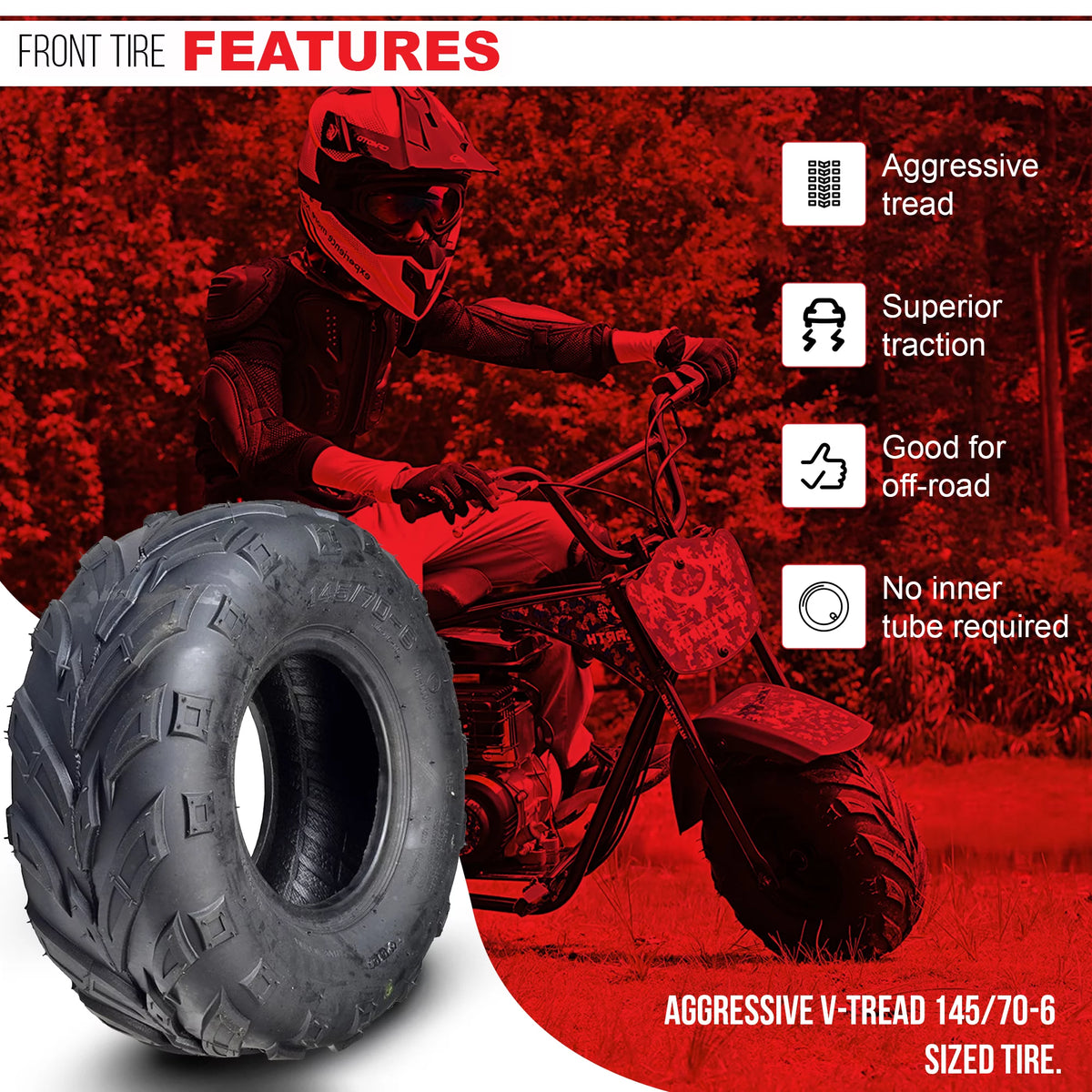 145/70-6 Front Tire with V-Tread All Terrain J887