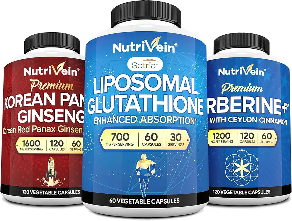 Liposomal Glutathione, Panax Ginseng, and Berberine Supplement Bundle C2393
