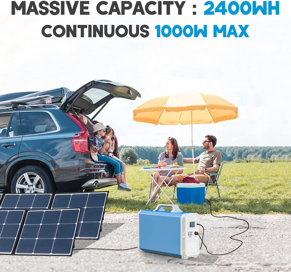 2400Wh Portable Power Station with 1000W AC Outlets J1940