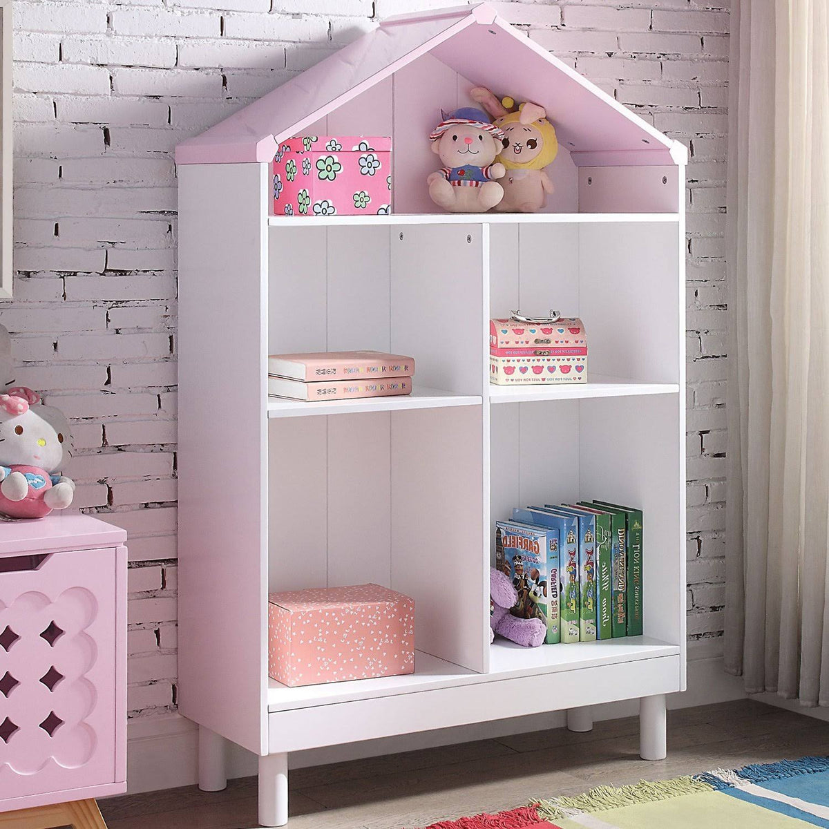 White Pink Wood Bookcase S439775
