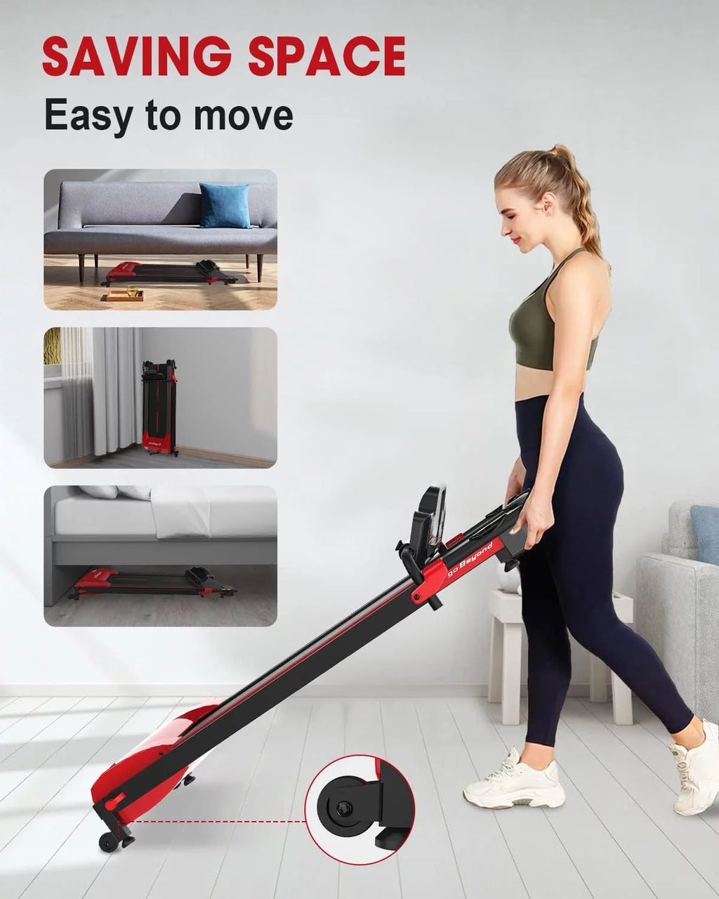 Blue Folding Treadmill with LED Display R5078