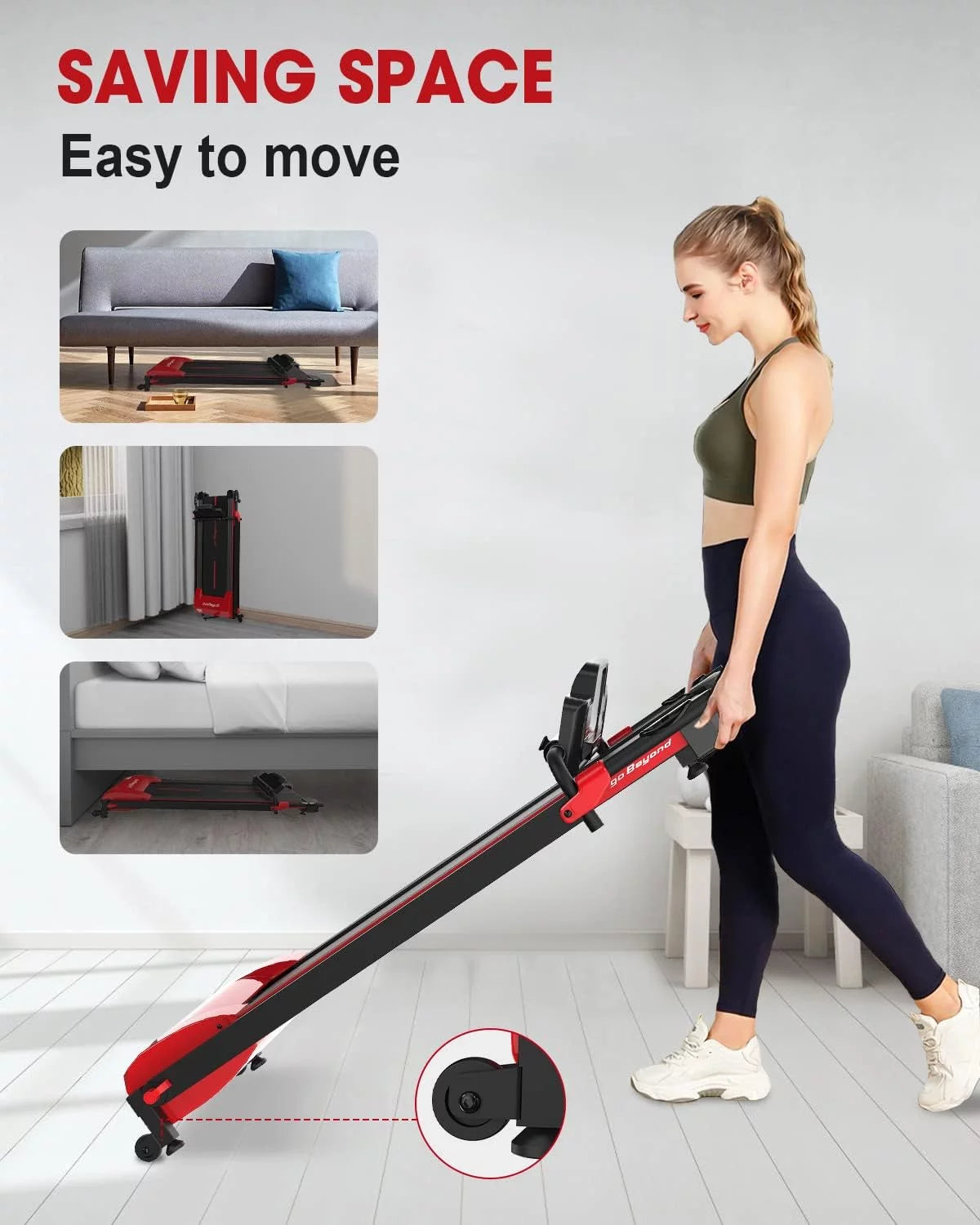 Blue Folding Treadmill with LED Display R5078