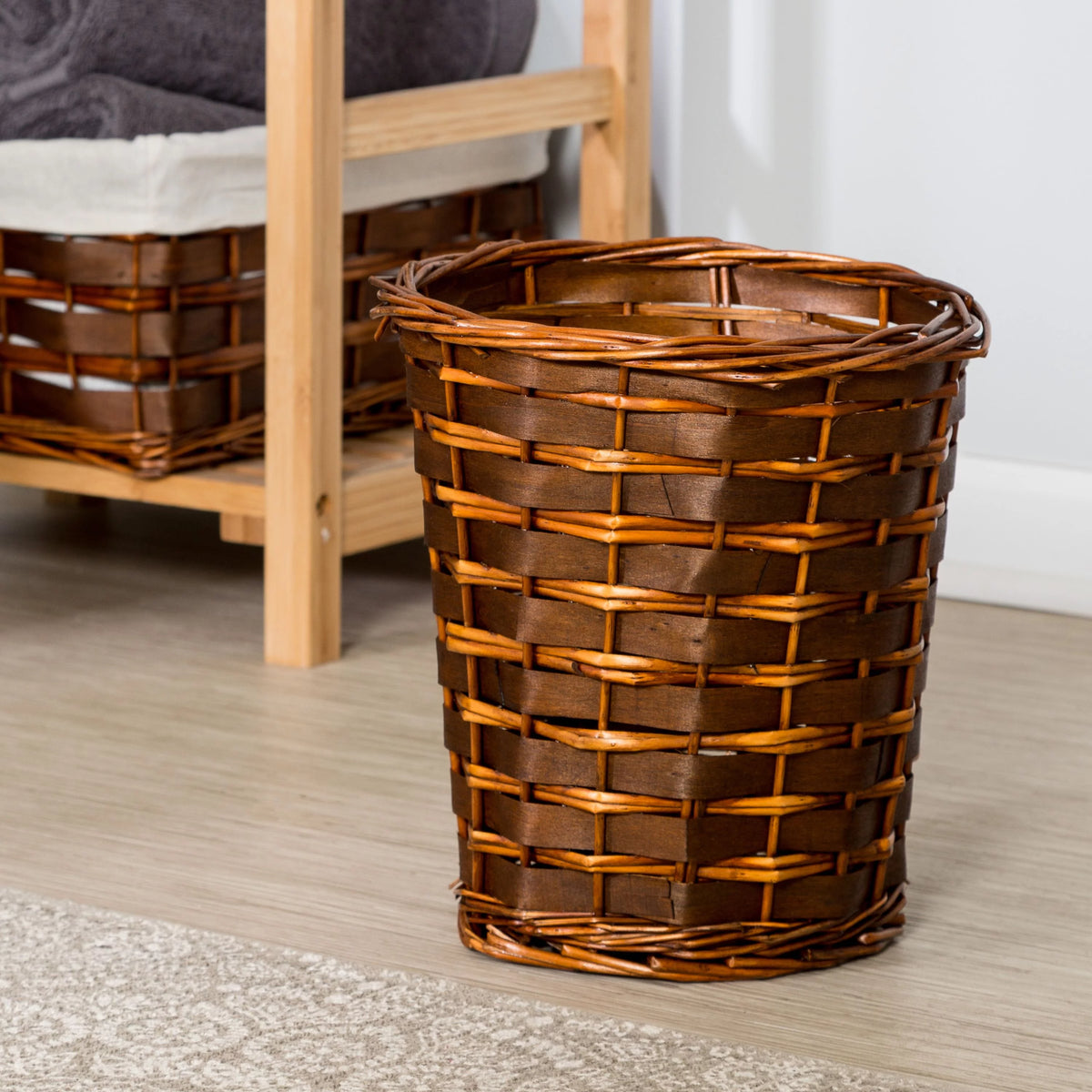 Wicker Laundry Hamper and Bath Storage Basket Set of 7 E670794