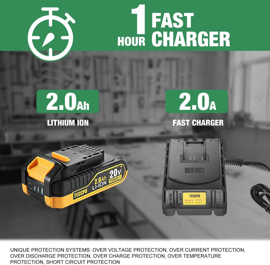 Cordless Power Drill with Battery and Charger, 2000mAh, 530 In-lbs, 24+1 Torque Setting, 33pcs Accessories T7867