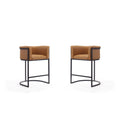 Camel and Black Metal Counter Height Bar Stool Set of 2 Q15741
