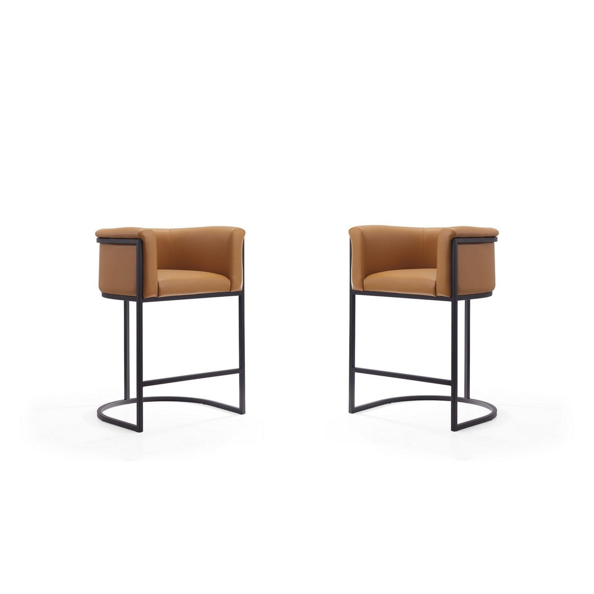 Camel and Black Metal Counter Height Bar Stool Set of 2 Q15741