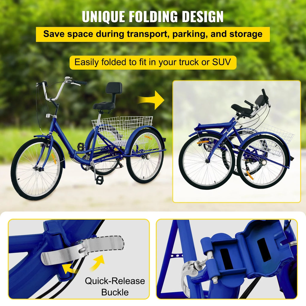 Foldable 24'' 7-Speed Adult Tricycle X441