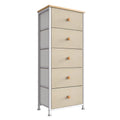 Narrow Metal Tower Dresser with 5 Fabric Drawer Bins B878