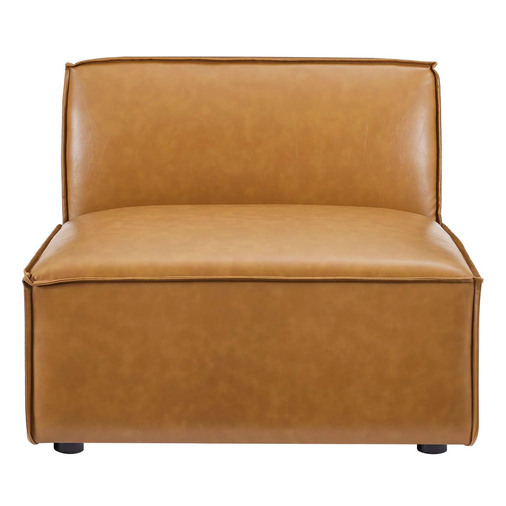 Tan 6-Piece Vegan Leather Sectional Sofa L96430