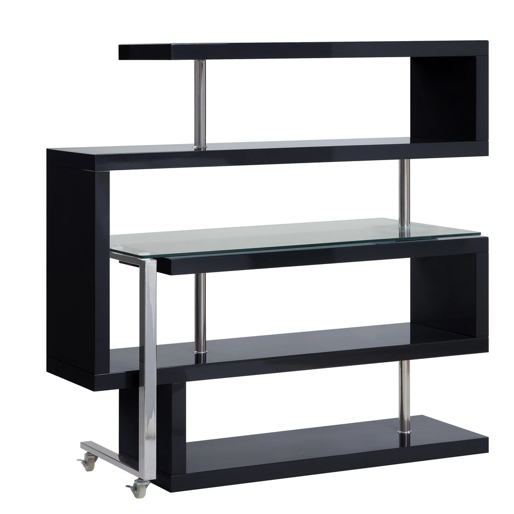 Writing Desk with Shelf Clear Glass Black Chrome H977