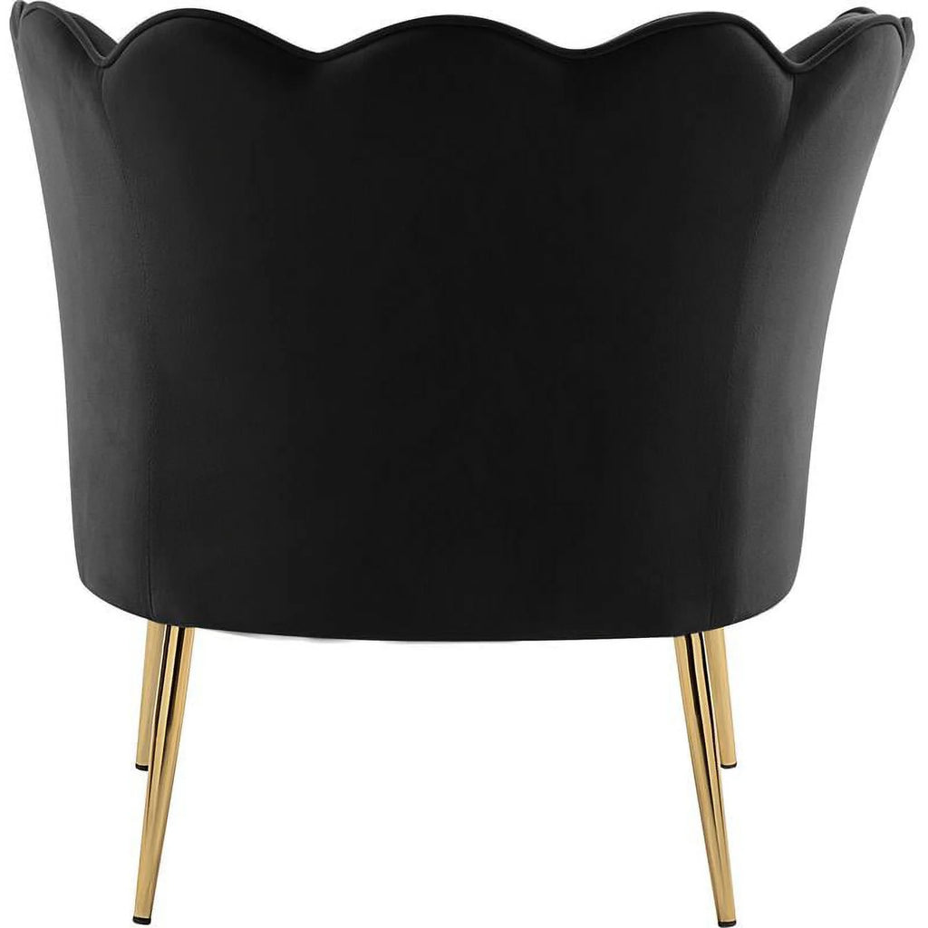 Black Velvet Accent Chair with Gold Iron Legs U13106
