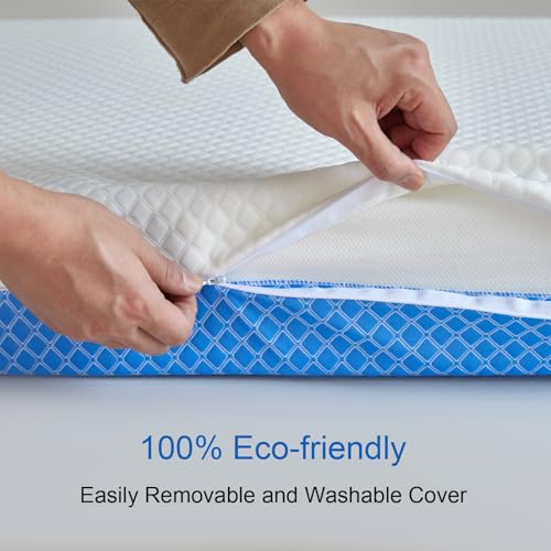 Baby Crib Mattress with Removable Outer Cover, White & Blue D829