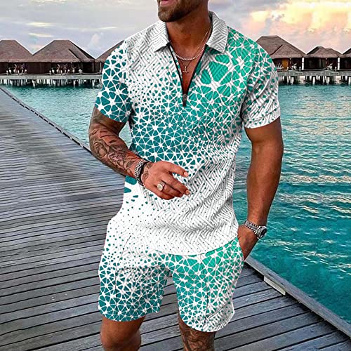 Mens Printed Short Sleeve 2 Piece Outfits Sets K272
