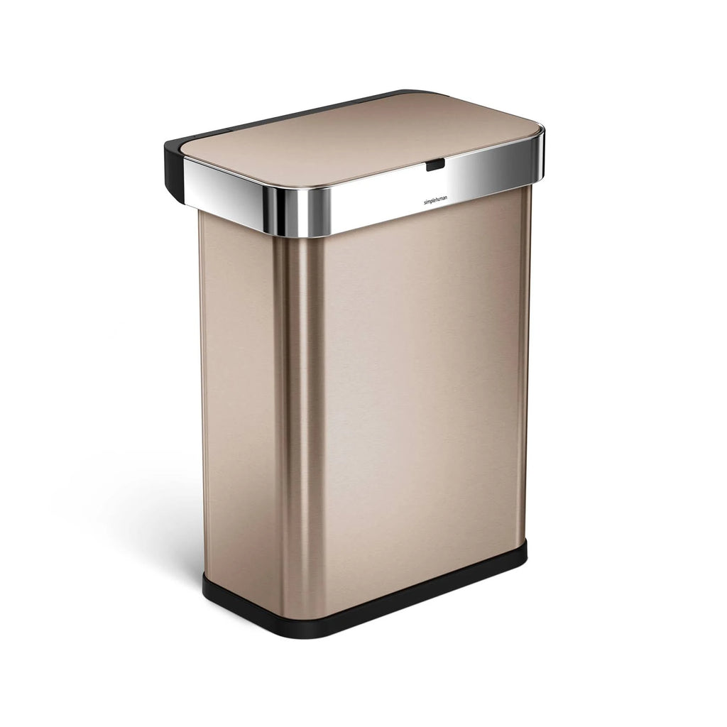Rose Gold Stainless Steel 58-Liter Rectangular Sensor Trash Can B86781