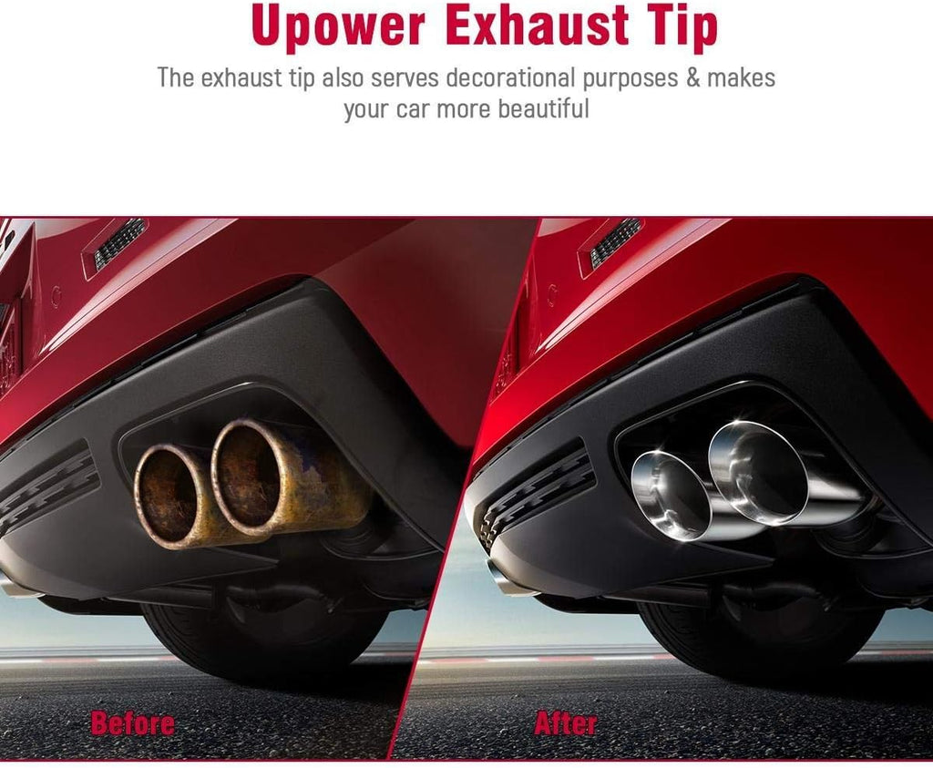 Pack of 2 Polished Stainless Dual Exhaust Tip Tailpipe 2.5 Inch Inlet 3.5" Outlet 9.5" Length J72280