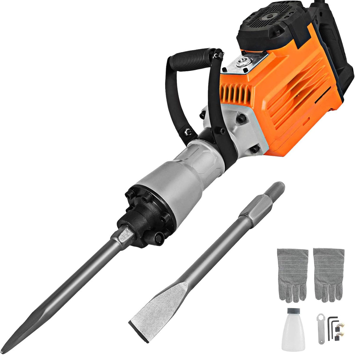 3500W Electric Demolition Hammer Concrete Breaker with Flat Chisel Bull Point Chisel M54800