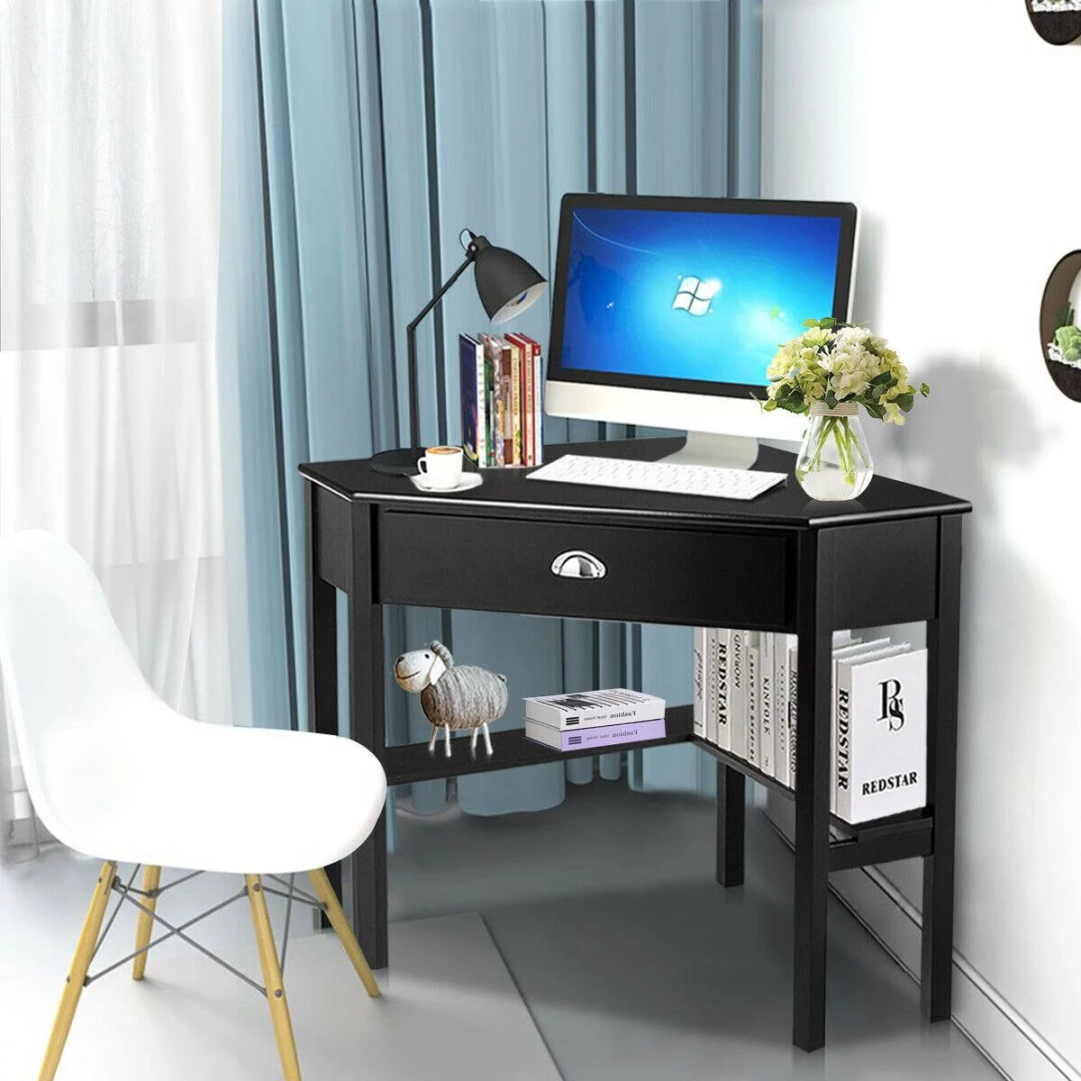 Corner Computer Desk Wood Workstation S413792