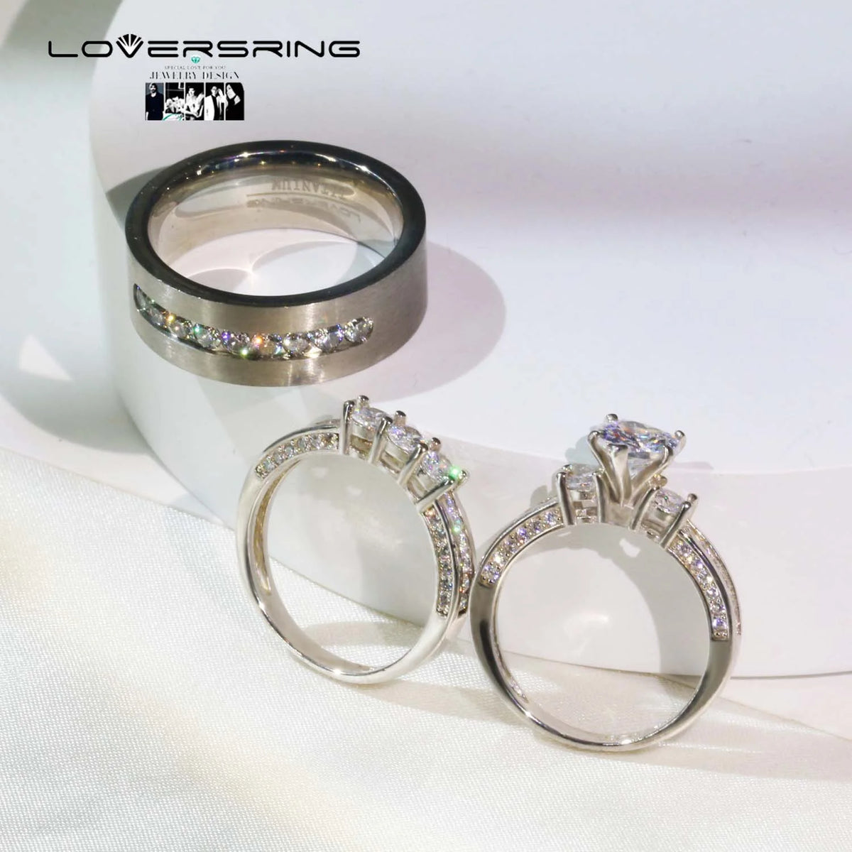 Sterling Silver Diamond Wedding Ring Set A55790