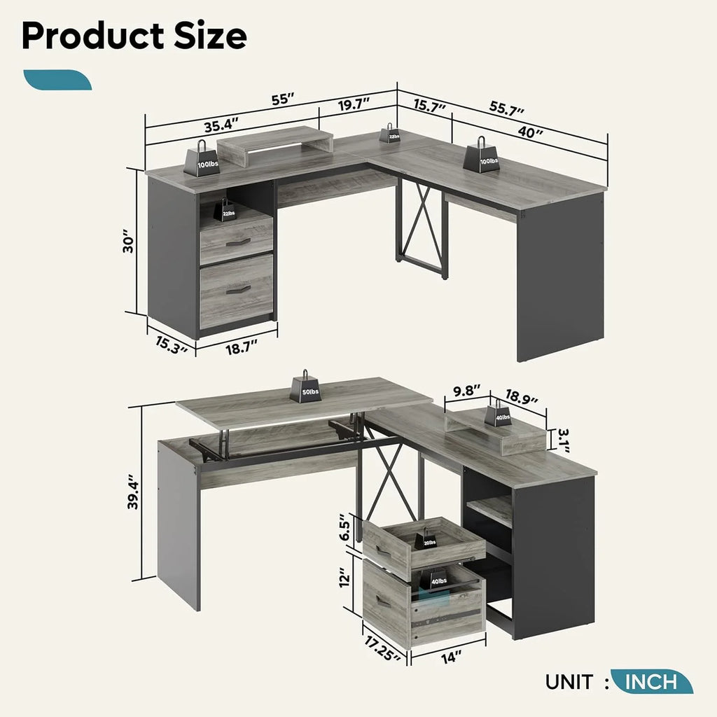 L Shaped Desk with File Drawer I452008