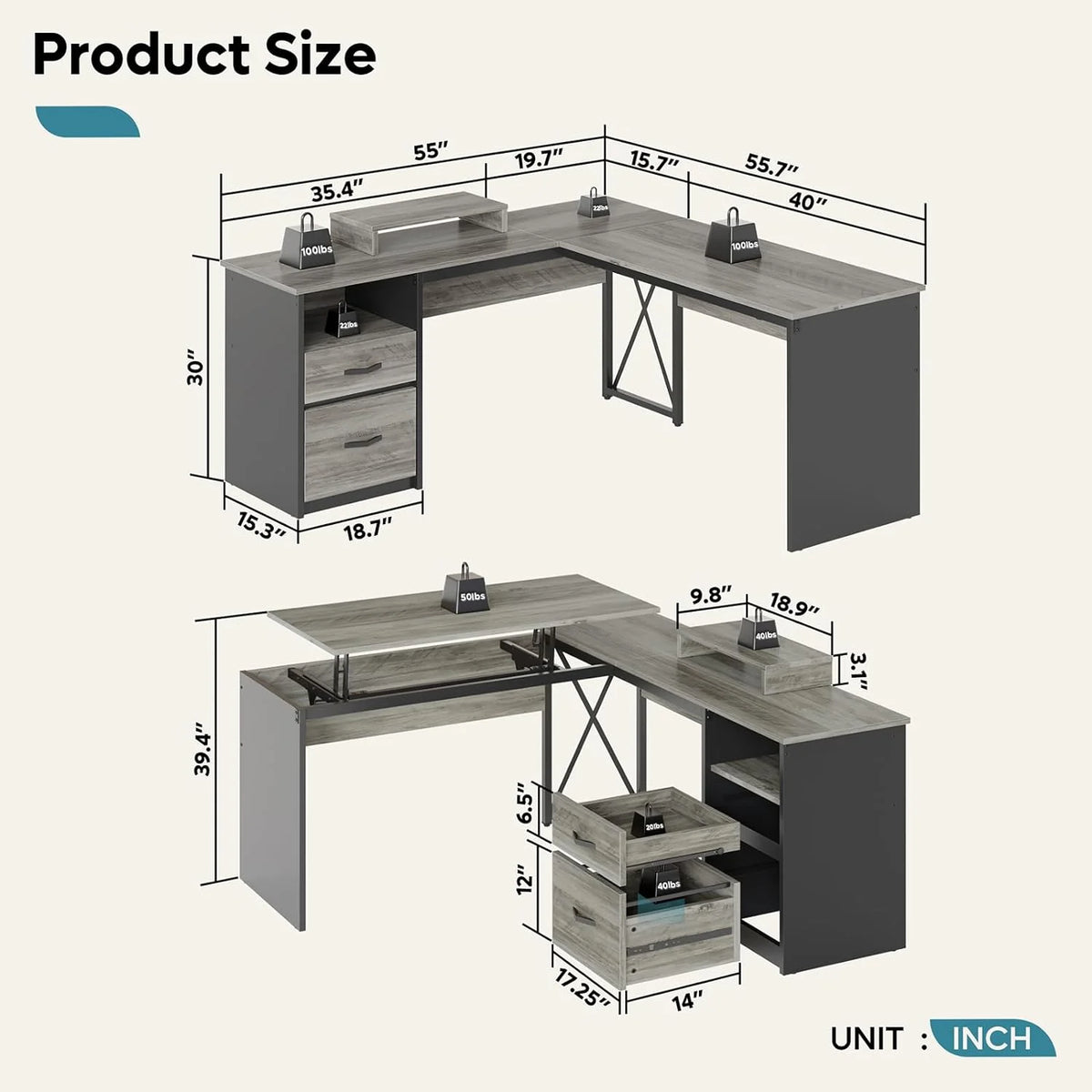 L Shaped Desk with File Drawer I452008