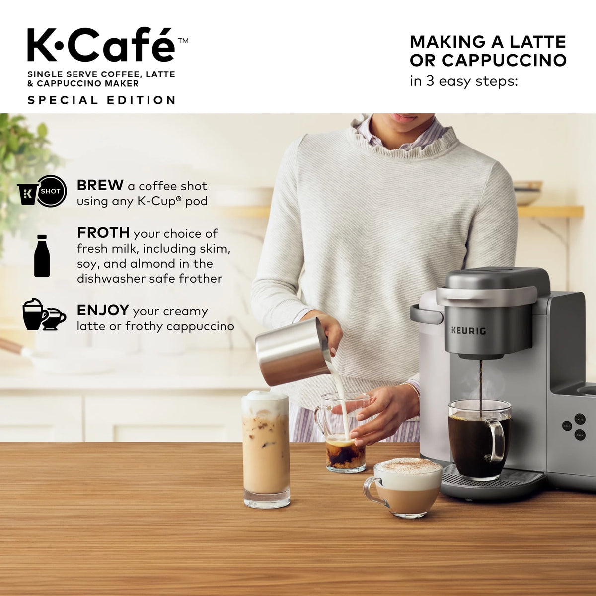 Single Serve K-Cup Pod Coffee, Latte and Cappuccino Maker I842