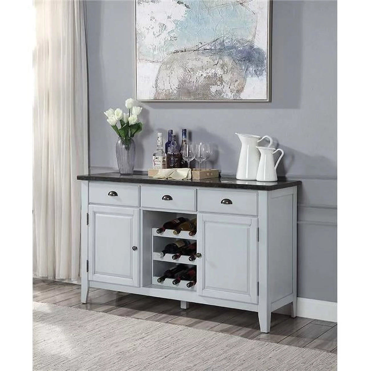56 x 18 x 34 in. Marble Top Server Q30687
