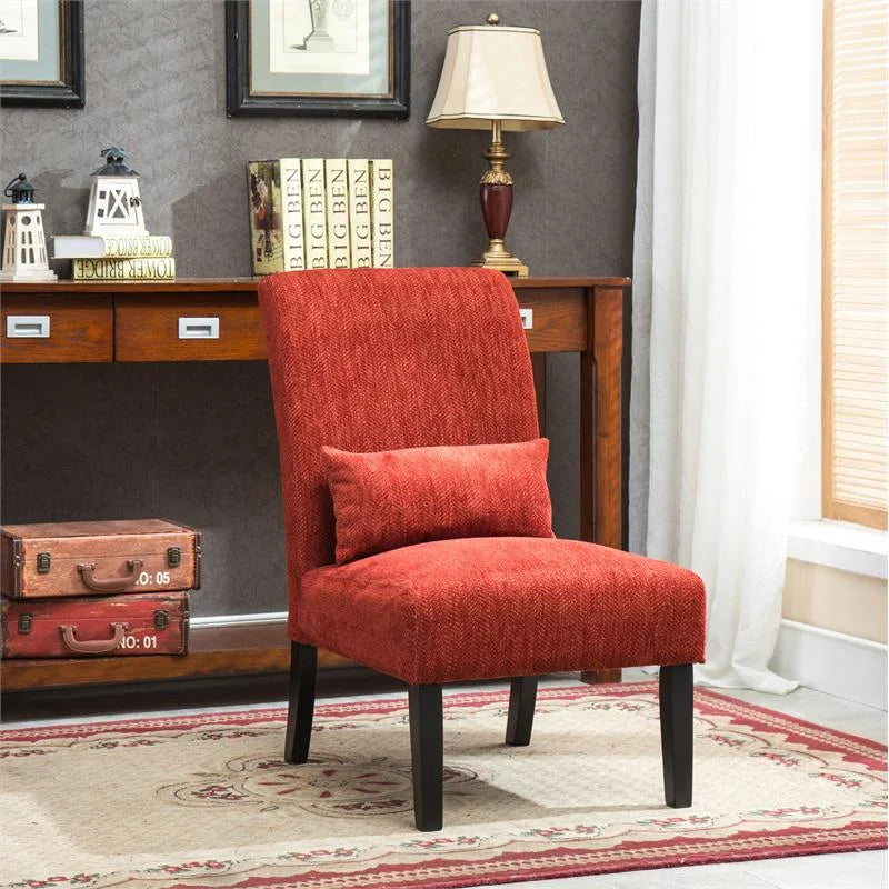 Fabric Armless Accent Chair with Kidney Pillow B633075
