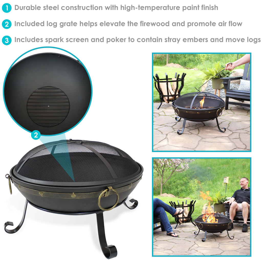 Steel Fire Bowl and Spark Screen - 25" V54650