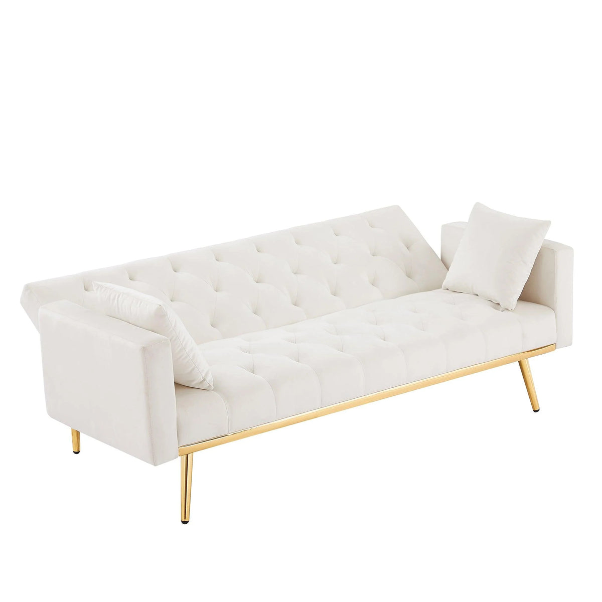 Cream White Convertible Folding Futon Sofa Bed F50678