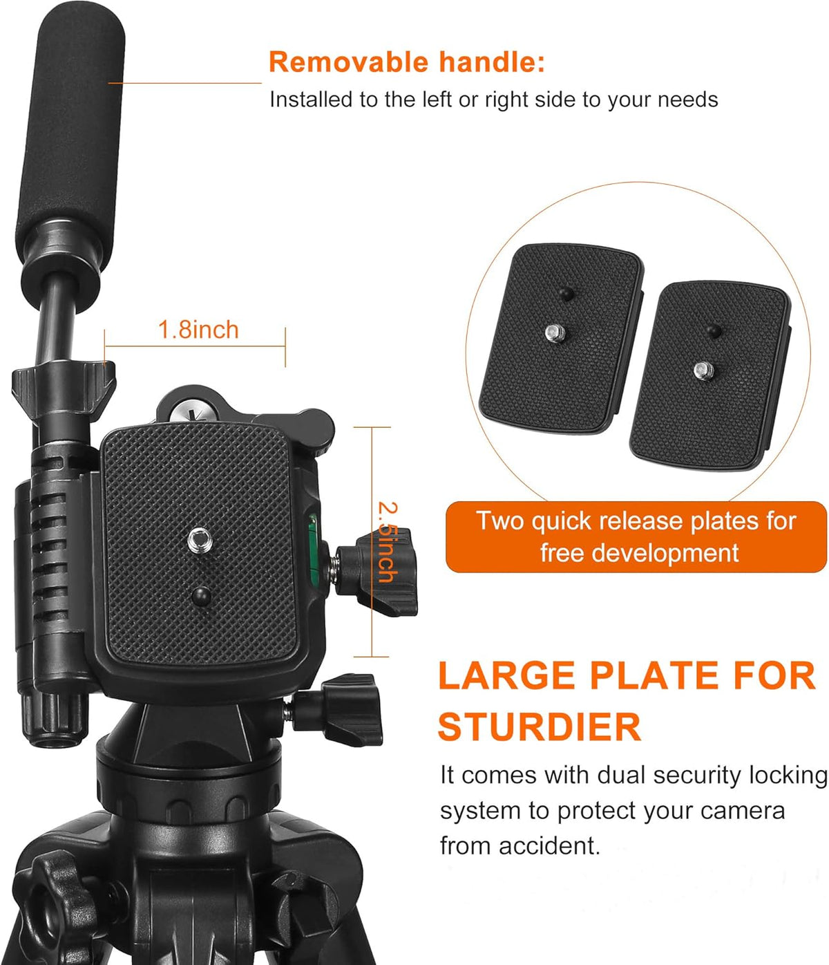 75 inch Tripod with Fluid Head, 2 Quick Release Mounts, Tablet & Phone Mount, Pack of 2 T73157