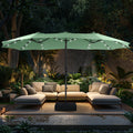 15ft Double-Sided Patio Umbrella with Solar Lights & Base X90513
