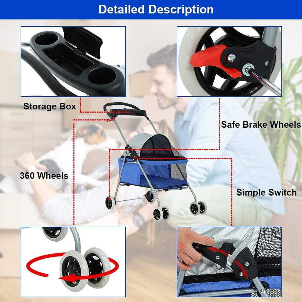 Folding Pet Stroller with Cup Holder I9187