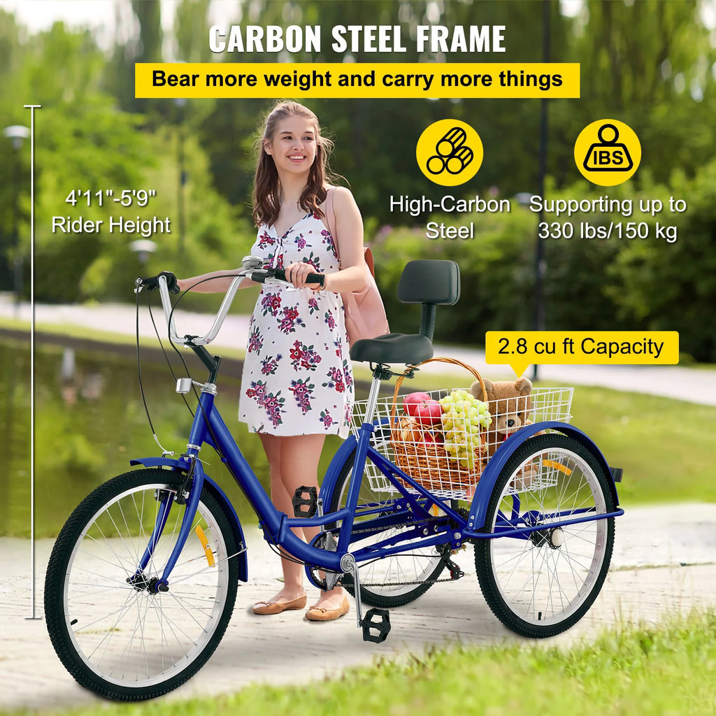 Foldable 24'' 7-Speed Adult Tricycle X441