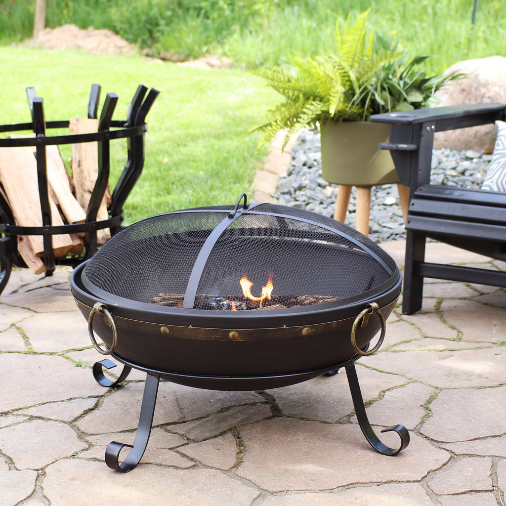 Steel Fire Bowl and Spark Screen - 25" V54650