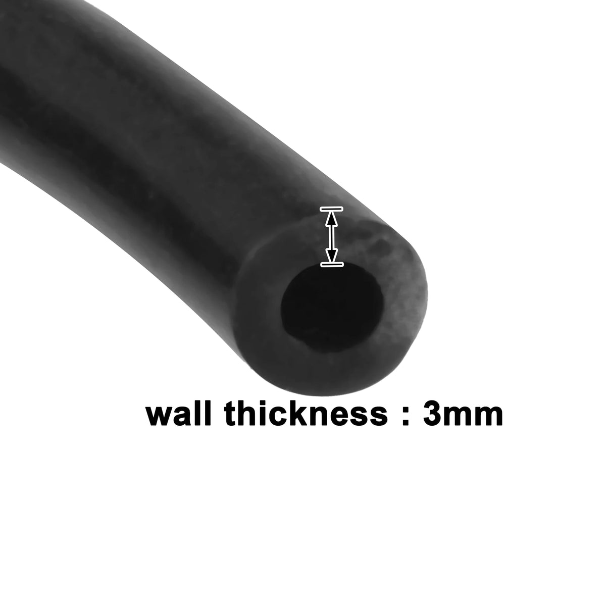 Silicone Vacuum Tubing Hose ID 6mm Wall Thickness 3mm Length 4.5m Black A780284