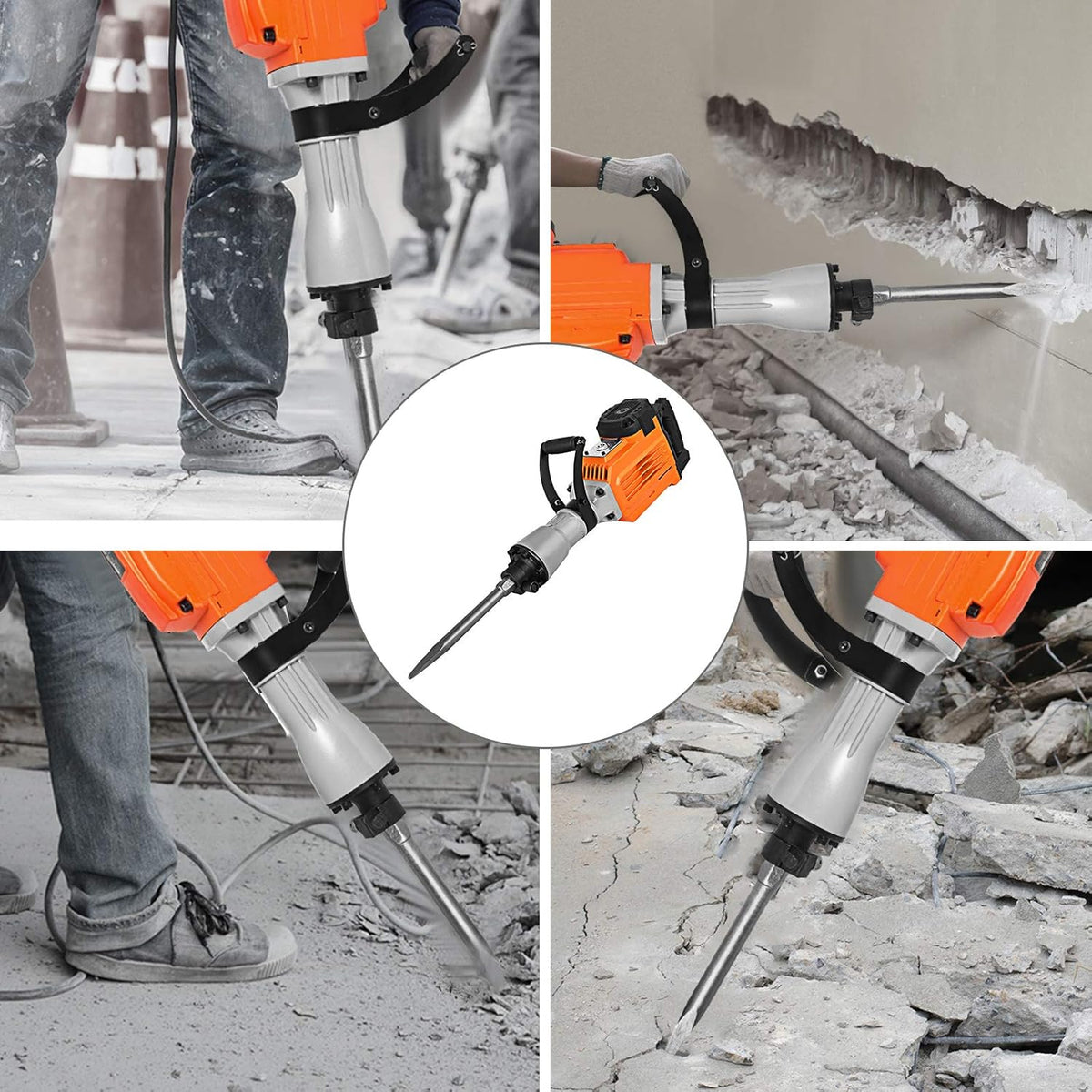 3500W Electric Demolition Hammer Concrete Breaker with Flat Chisel Bull Point Chisel M54800