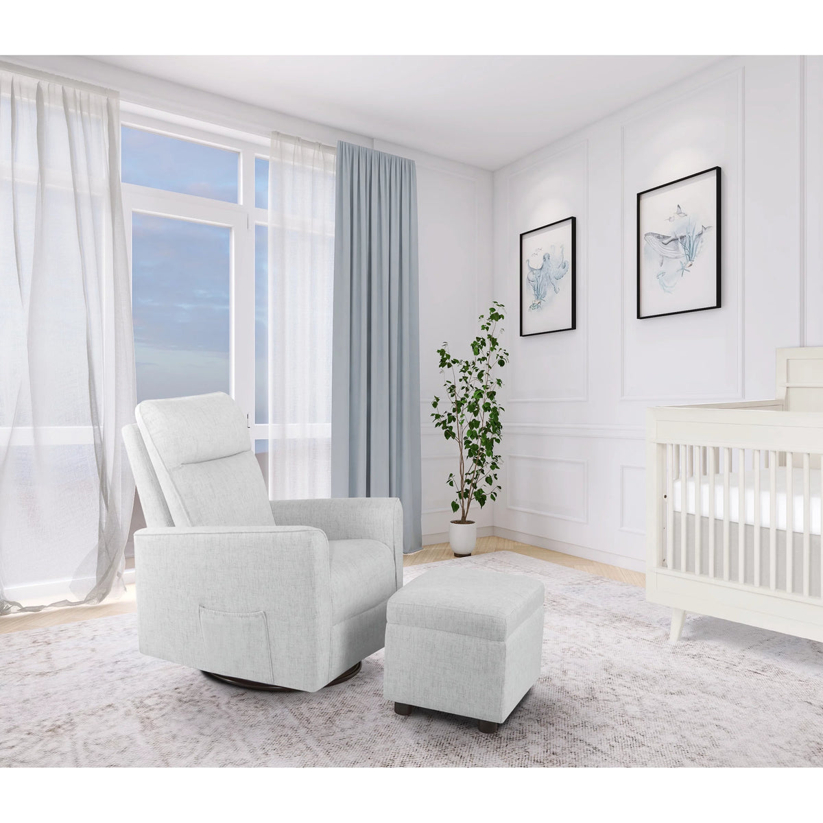 Fog Grey Swivel Glider with Ottoman L407