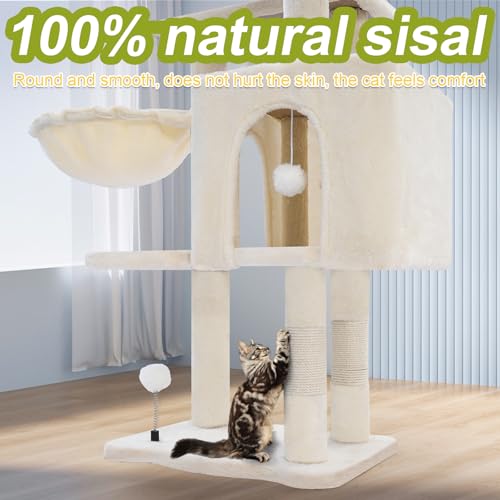 White 40'' Cat Tree Tower with Scratching Post P478313