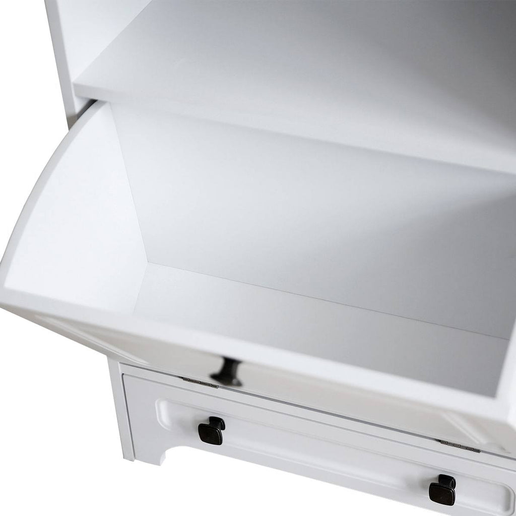 White Pet Feeding Station with Food Storage Cabinet B413520