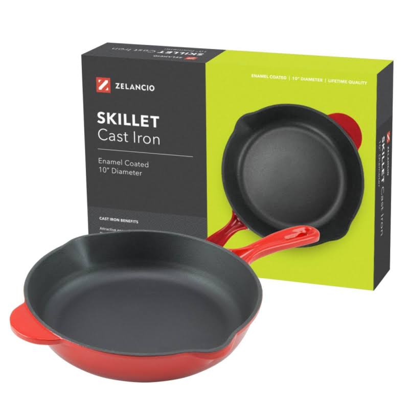 Enamel Cast Iron Skillet 10 inch Fry Pan F938591