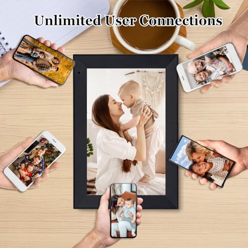 10.1 Inch WiFi IPS HD Touchscreen Digital Picture Frame with Black Wood Frame N978