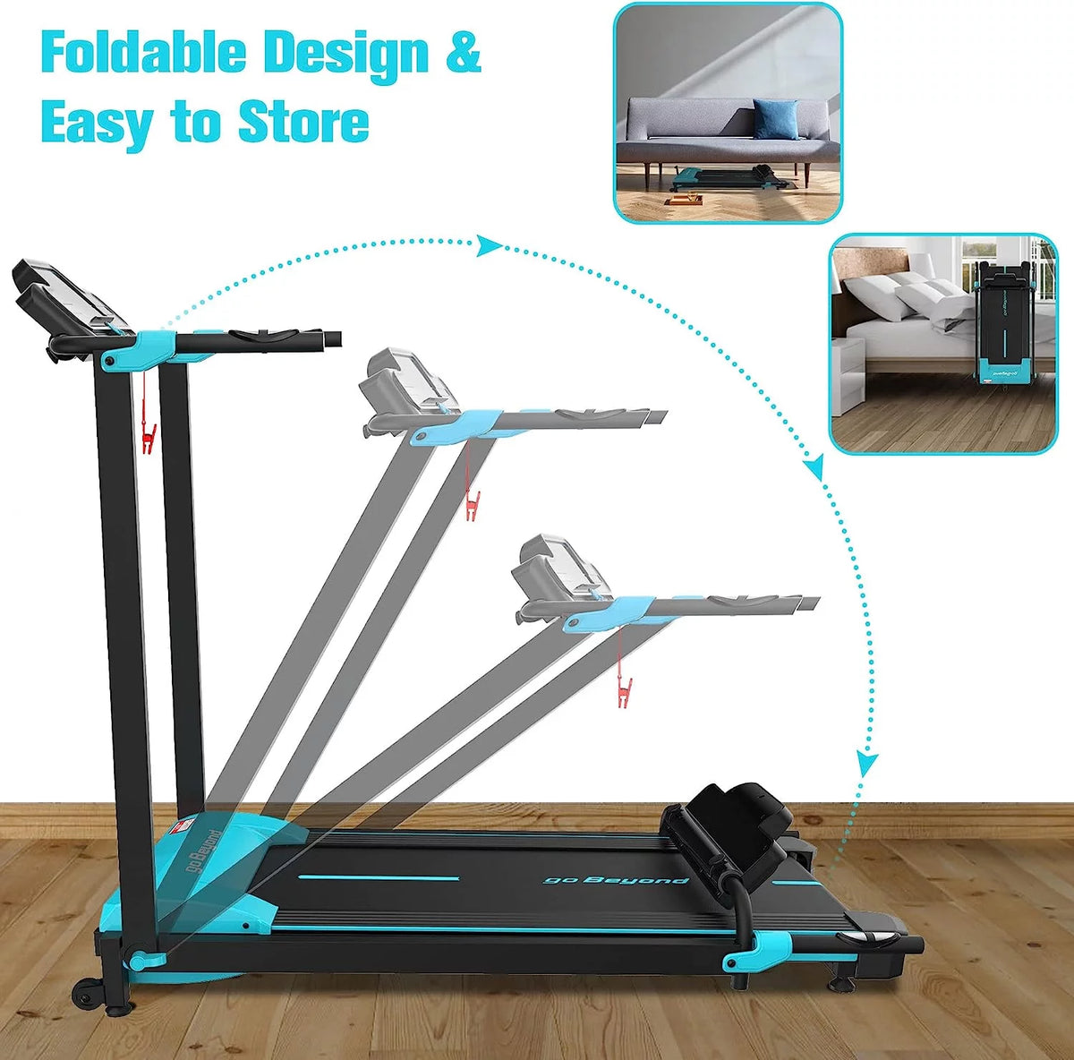 Blue Folding Treadmill with LED Display R5078