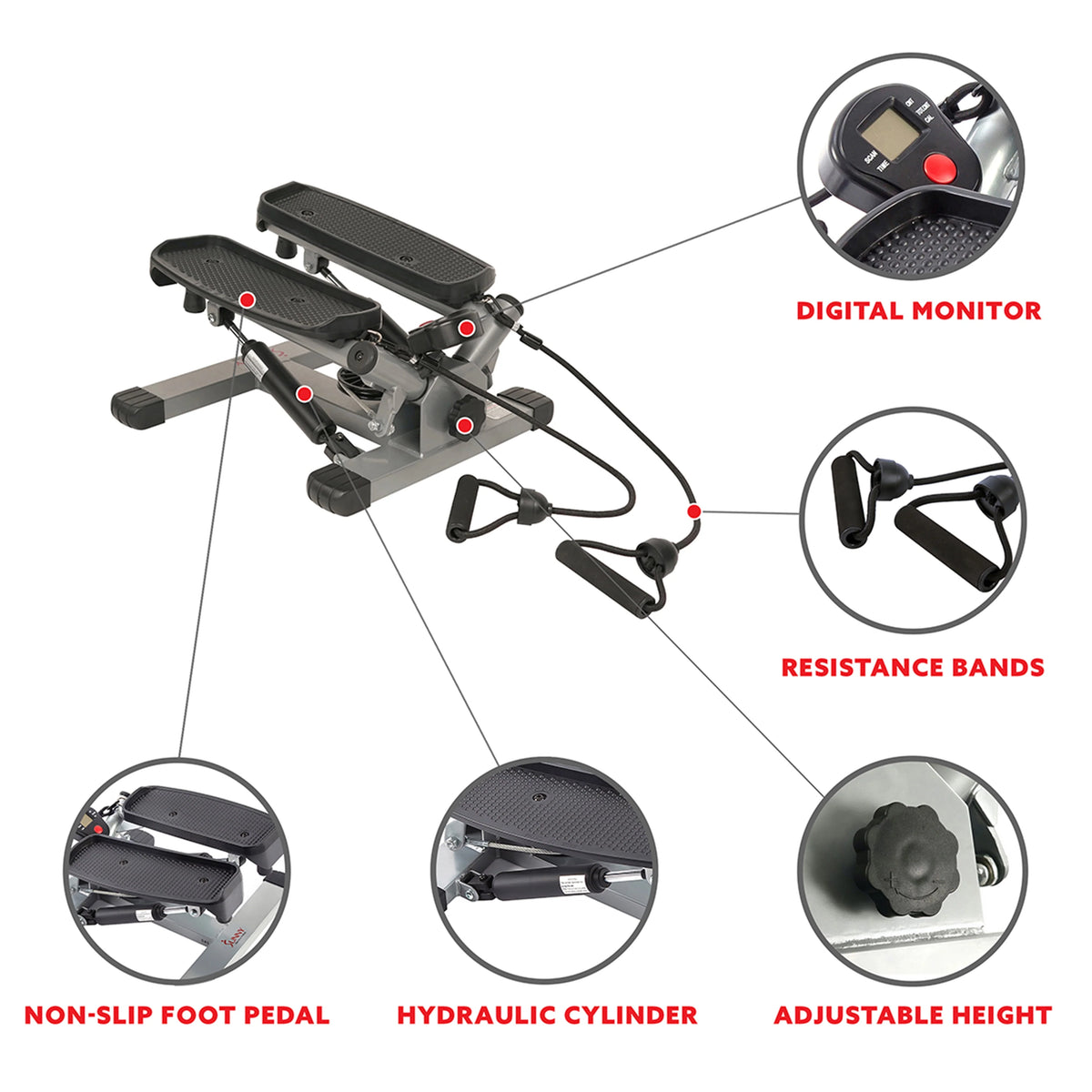 Mini Stair Stepper with Resistance Bands K8445