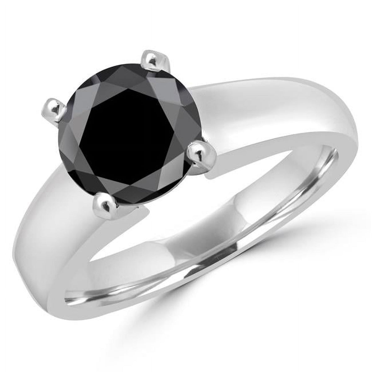 Black Diamond Engagement Ring in 14K White Gold B588174