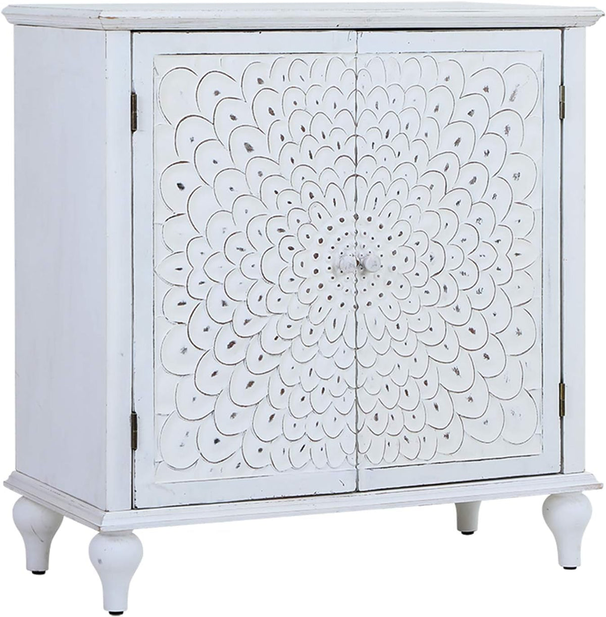Accent Storage Cabinet with Wood Frame and Silver Powder-Coating MDF Doors, 31.5 Lx15.4 Wx38 H S860