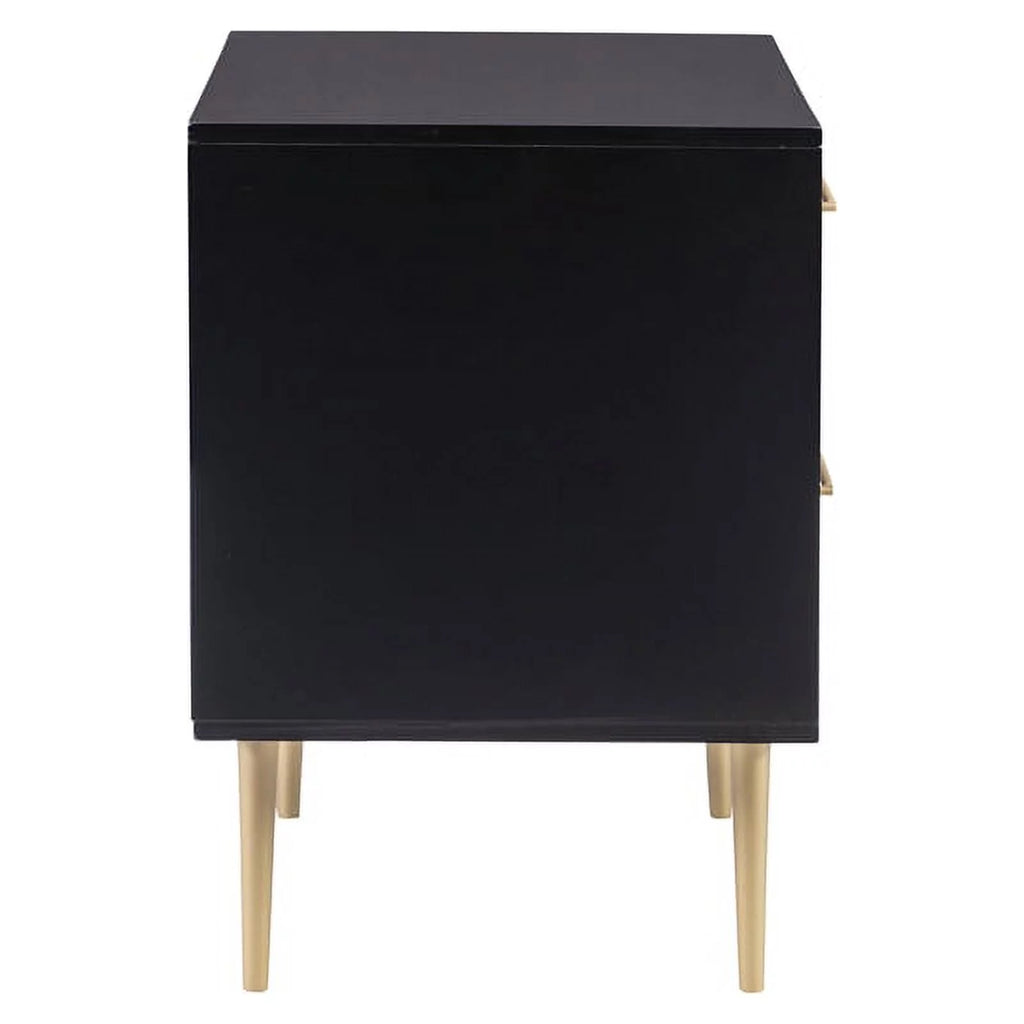 Black Two Drawer Wood Nightstand R743587