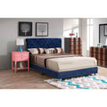 Tufted Upholstered Bed with Navy Blue Finish B640