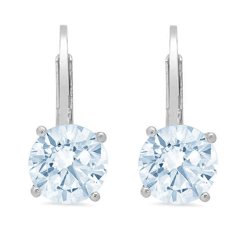 18k White Gold Blue Simulated Diamond Drop Earrings X40459