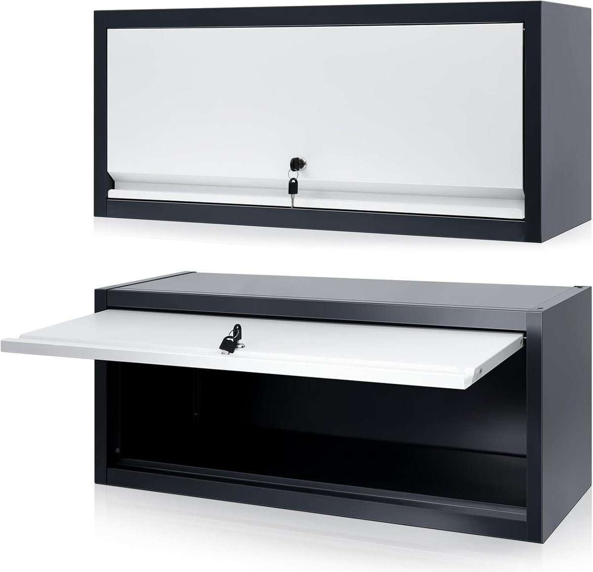 2 Pcs Metal Wall Mounted Lockable Storage Cabinet with Up Flip Door W4803