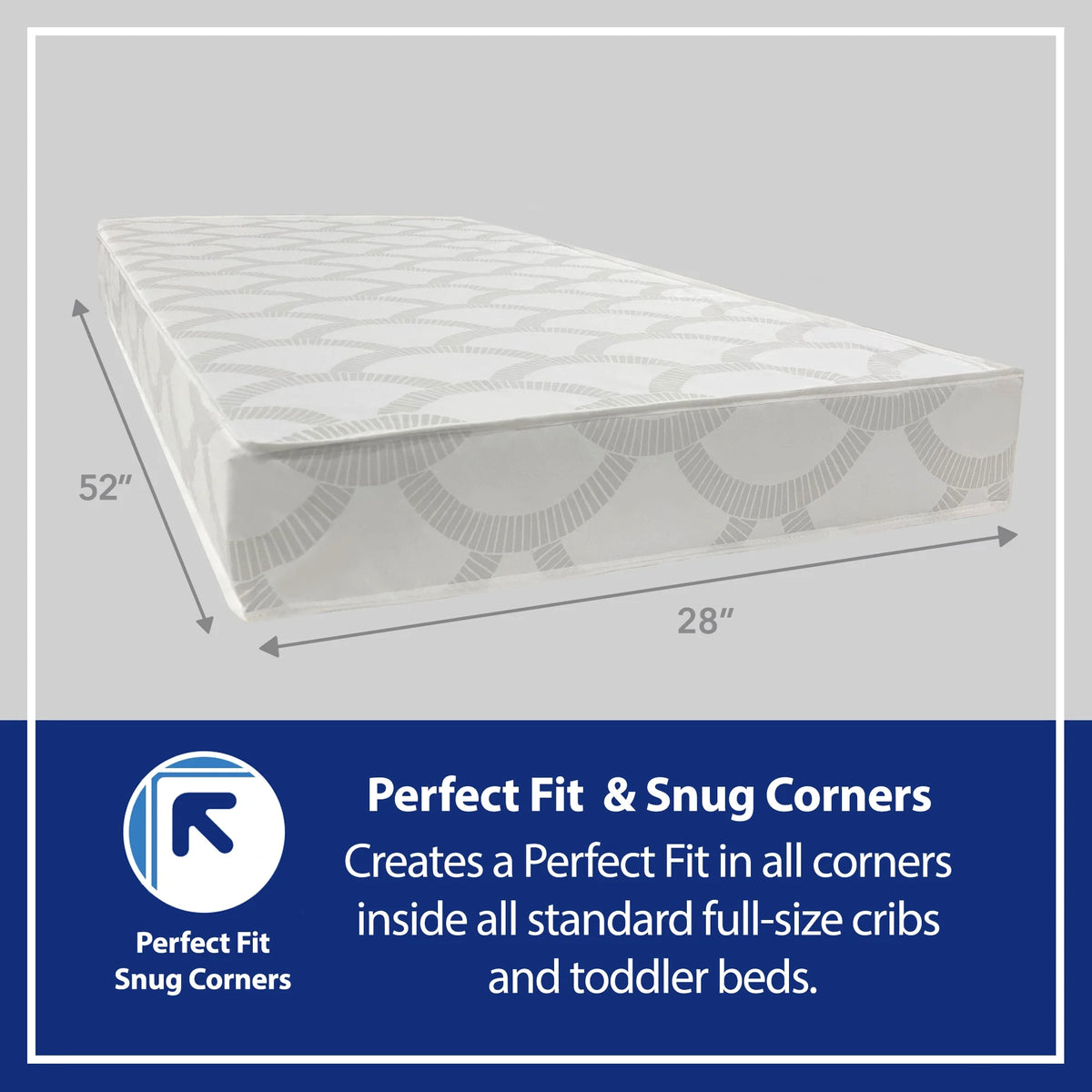 White/Grey Waterproof Extra Firm Baby Crib and Toddler Mattress F961376